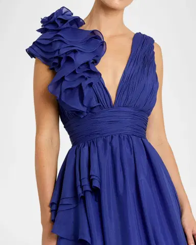 Mac Duggal Sleeveless Deep V-Neck Ruffle Gown | Thumbnail 4 Mac Duggal Sleeveless Deep V-Neck Ruffle Gown | Thumbnail 4