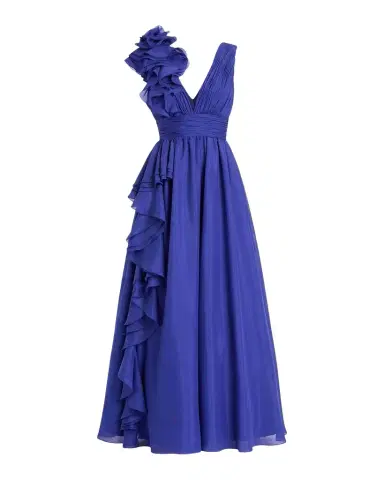 Mac Duggal Sleeveless Deep V-Neck Ruffle Gown | Thumbnail 1 Mac Duggal Sleeveless Deep V-Neck Ruffle Gown | Thumbnail 1