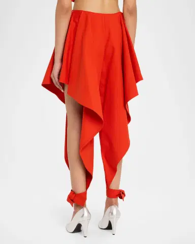 Alaïa Cotton Gabardine Ruffle Paneled Ankle-Tie Pants | Thumbnail 3 Alaïa Cotton Gabardine Ruffle Paneled Ankle-Tie Pants | Thumbnail 3