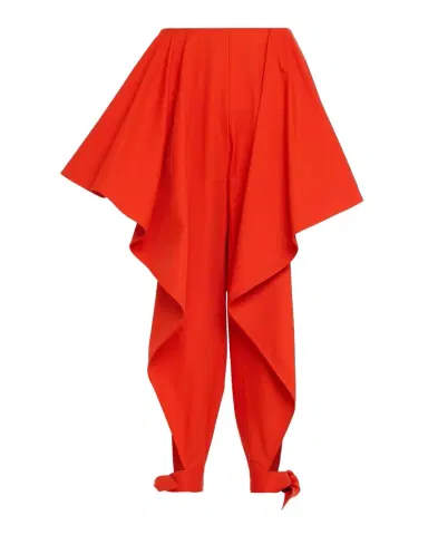 Alaïa Cotton Gabardine Ruffle Paneled Ankle-Tie Pants | Thumbnail 1 Alaïa Cotton Gabardine Ruffle Paneled Ankle-Tie Pants | Thumbnail 1