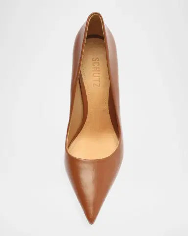 Schutz 100mm Lou Leather Pointed-Toe Pumps | Thumbnail 5