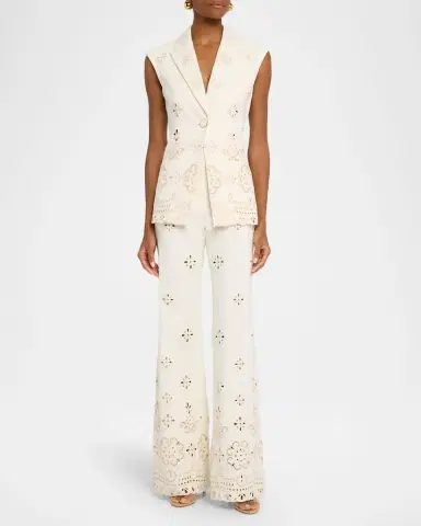 Veronica Beard Townes Eyelet Twill Vest | Thumbnail 2 Veronica Beard Townes Eyelet Twill Vest | Thumbnail 2