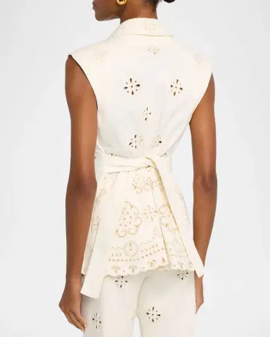 Veronica Beard Townes Eyelet Twill Vest | Thumbnail 3 Veronica Beard Townes Eyelet Twill Vest | Thumbnail 3