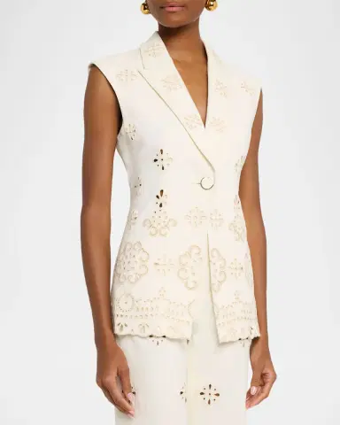 Veronica Beard Townes Eyelet Twill Vest | Thumbnail 4 Veronica Beard Townes Eyelet Twill Vest | Thumbnail 4