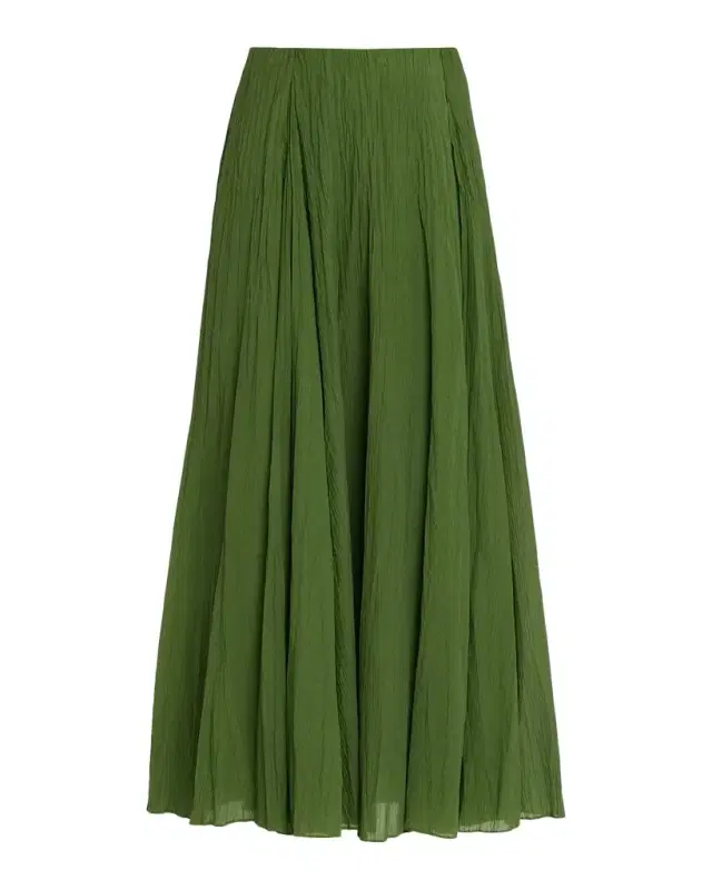 Vince Crinkled Plissé Cotton-Blend Maxi Skirt
