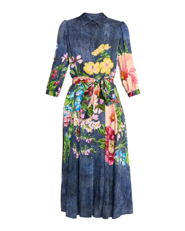 Elie Tahari The Johanna Floral-Print Midi Shirtdress