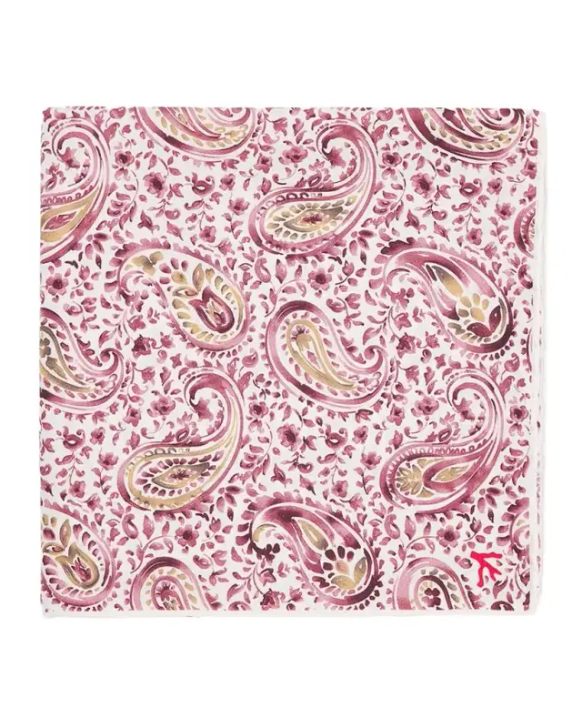 Isaia Men 's Paisley Silk Pocket Square