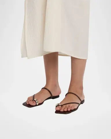 Vince Polli Leather Toe-Ring Flat Sandals | Thumbnail 2