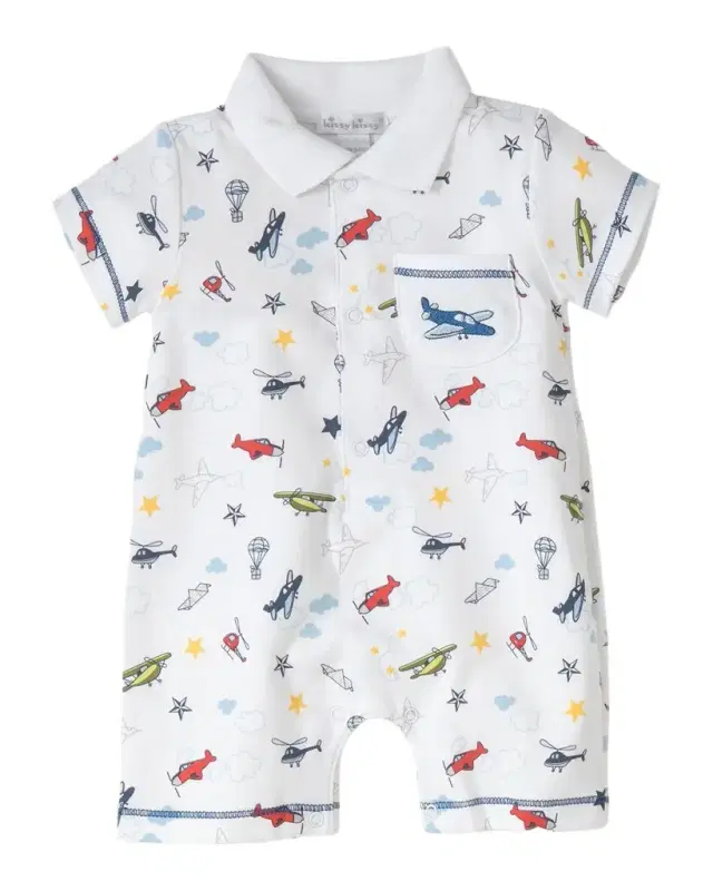 Kissy Kissy Boy 's Aviators Print Short-Sleeve Polo Romper, Size 3M-18M