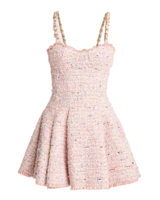 Tweed Sleeveless Flared Mini Dress