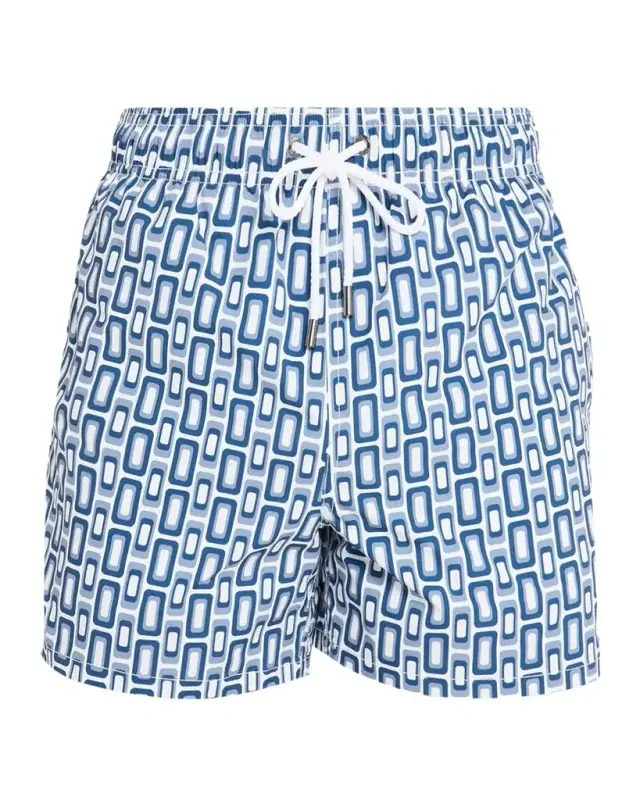 Bugatchi Men 's Cruz Short-Length Geometric Swim Trunks