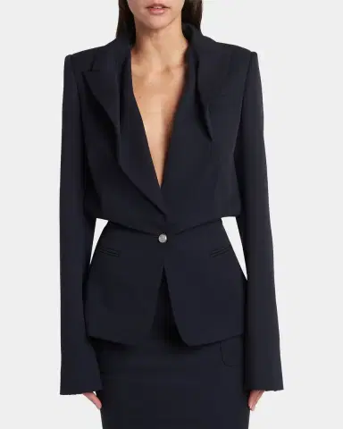 McQueen Certified Wool Folded Lapel Single-Breasted Jacket | Thumbnail 4 McQueen Certified Wool Folded Lapel Single-Breasted Jacket | Thumbnail 4