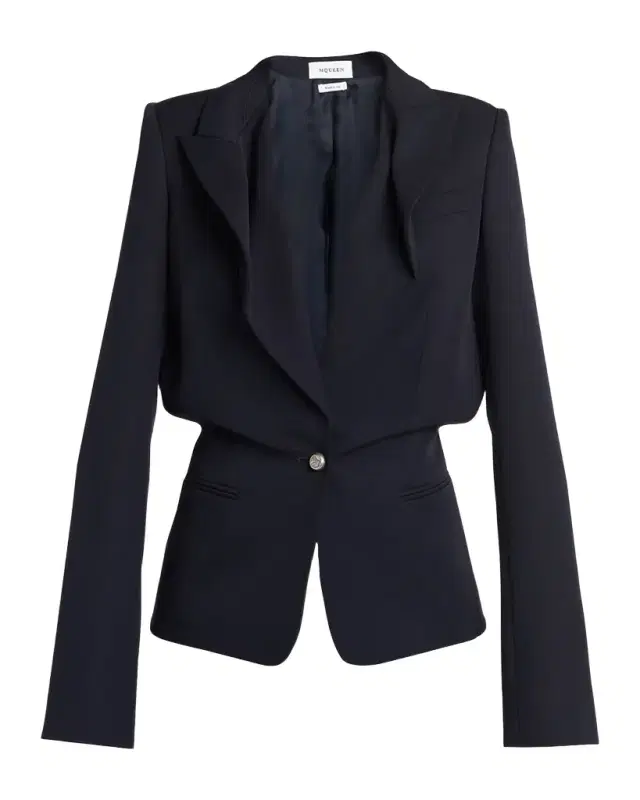 McQueen Certified Wool Folded Lapel Single-Breasted Jacket
