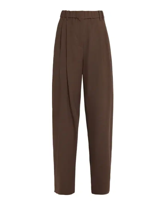 Brunello Cucinelli High-Rise Double Pleated Straight-Leg Pants