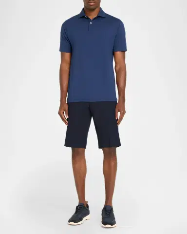 Peter Millar Men's Crown Micro-Chevron Cotton-Stretch Polo Shirt | Thumbnail 2