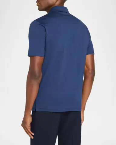 Peter Millar Men's Crown Micro-Chevron Cotton-Stretch Polo Shirt | Thumbnail 3