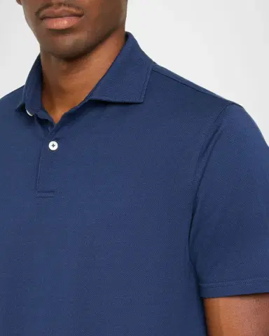 Peter Millar Men's Crown Micro-Chevron Cotton-Stretch Polo Shirt | Thumbnail 5