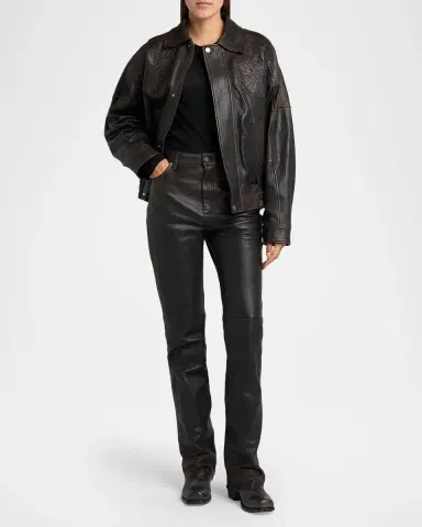 Golden Goose Journey Embroidered Nappa Leather Bomber Jacket | Thumbnail 2