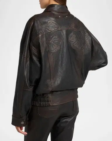 Golden Goose Journey Embroidered Nappa Leather Bomber Jacket | Thumbnail 3