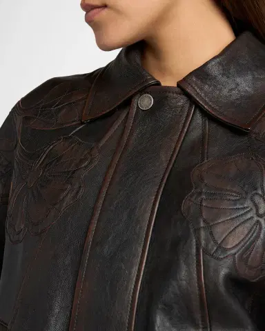 Golden Goose Journey Embroidered Nappa Leather Bomber Jacket | Thumbnail 5