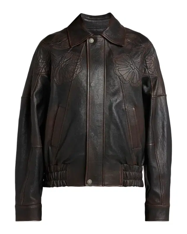 Golden Goose Journey Embroidered Nappa Leather Bomber Jacket