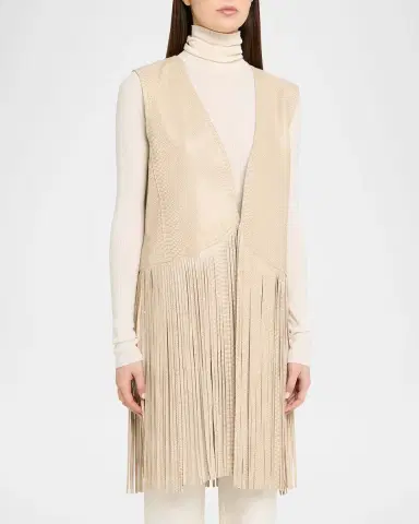 Kobi Halperin Angela Snakeskin Fringe Leather Vest | Thumbnail 4 Kobi Halperin Angela Snakeskin Fringe Leather Vest | Thumbnail 4