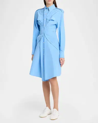 Alexander McQueen Responsible Cotton Taffeta Gathered-Waist Shirtdress | Thumbnail 4 Alexander McQueen Responsible Cotton Taffeta Gathered-Waist Shirtdress | Thumbnail 4