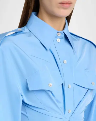 Alexander McQueen Responsible Cotton Taffeta Gathered-Waist Shirtdress | Thumbnail 5 Alexander McQueen Responsible Cotton Taffeta Gathered-Waist Shirtdress | Thumbnail 5