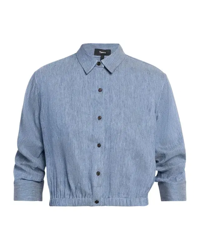 Theory Cropped Button-Front Shirt