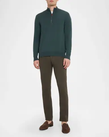Kiton Men's 12gg Cashmere Mock Neck Quarter-Zip Sweater | Thumbnail 2 Kiton Men's 12gg Cashmere Mock Neck Quarter-Zip Sweater | Thumbnail 2