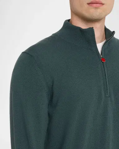 Kiton Men's 12gg Cashmere Mock Neck Quarter-Zip Sweater | Thumbnail 5 Kiton Men's 12gg Cashmere Mock Neck Quarter-Zip Sweater | Thumbnail 5