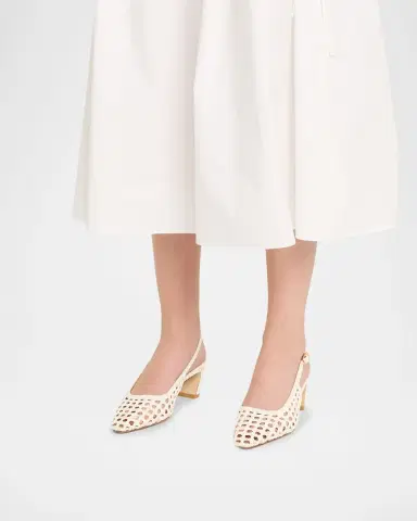 Stuart Weitzman 50mm Stassi Woven Leather Slingback Pumps | Thumbnail 2