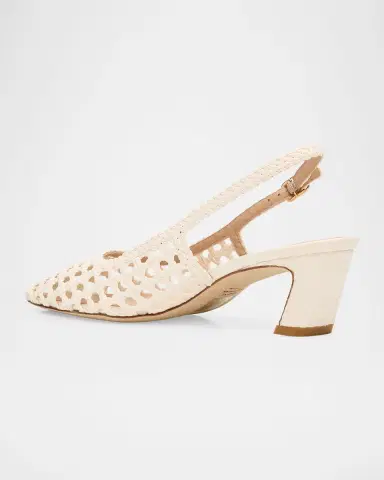 Stuart Weitzman 50mm Stassi Woven Leather Slingback Pumps | Thumbnail 4