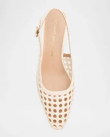 Stuart Weitzman 50mm Stassi Woven Leather Slingback Pumps | Thumbnail 6
