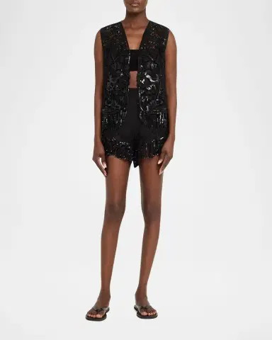 Kobi Halperin Maeve Fringed Sequin Lace Vest | Thumbnail 2 Kobi Halperin Maeve Fringed Sequin Lace Vest | Thumbnail 2