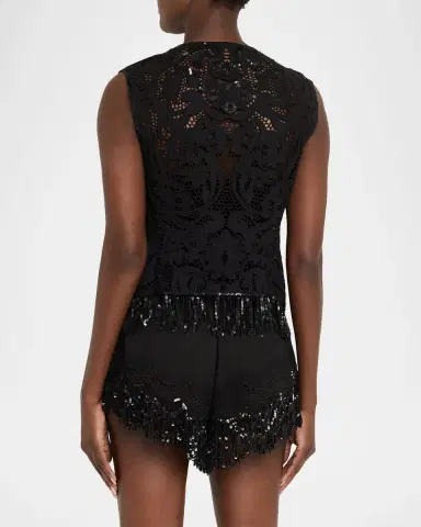 Kobi Halperin Maeve Fringed Sequin Lace Vest | Thumbnail 3 Kobi Halperin Maeve Fringed Sequin Lace Vest | Thumbnail 3