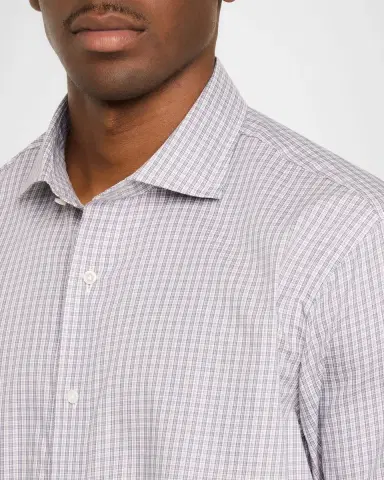 Peter Millar Men's Crown Crafted Micro-Plaid Cotton Sport Shirt | Thumbnail 5 Peter Millar Men's Crown Crafted Micro-Plaid Cotton Sport Shirt | Thumbnail 5