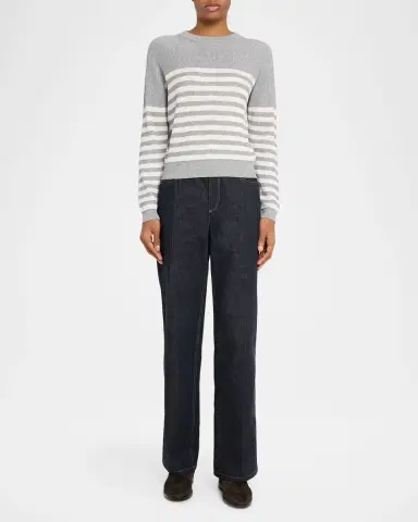 Brunello Cucinelli Shimmering Striped Knit Crewneck Sweater | Thumbnail 2 Brunello Cucinelli Shimmering Striped Knit Crewneck Sweater | Thumbnail 2