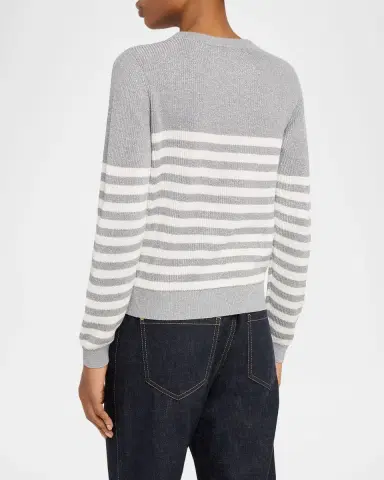 Brunello Cucinelli Shimmering Striped Knit Crewneck Sweater | Thumbnail 3 Brunello Cucinelli Shimmering Striped Knit Crewneck Sweater | Thumbnail 3