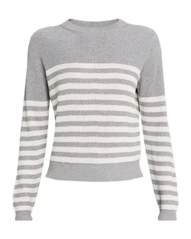 Brunello Cucinelli Shimmering Striped Knit Crewneck Sweater | Thumbnail 1 Brunello Cucinelli Shimmering Striped Knit Crewneck Sweater | Thumbnail 1