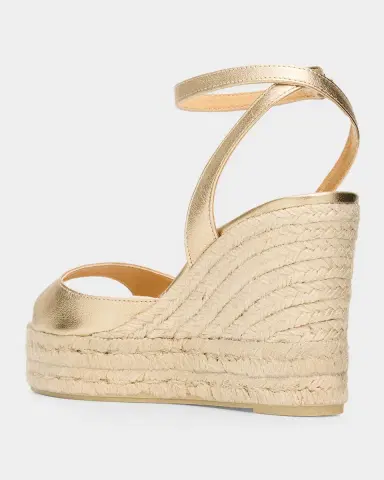 AGS X CASTANER 110mm Brook Metallic Leather Platform Espadrille Sandals | Thumbnail 4