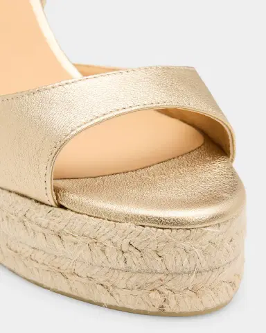 AGS X CASTANER 110mm Brook Metallic Leather Platform Espadrille Sandals | Thumbnail 5