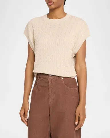 Brunello Cucinelli Shimmering Cable Knit Vest | Thumbnail 4