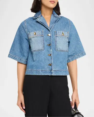OFFICINE GÉNÉRALE Enna Wash Cotton Denim Shirt | Thumbnail 4 OFFICINE GÉNÉRALE Enna Wash Cotton Denim Shirt | Thumbnail 4