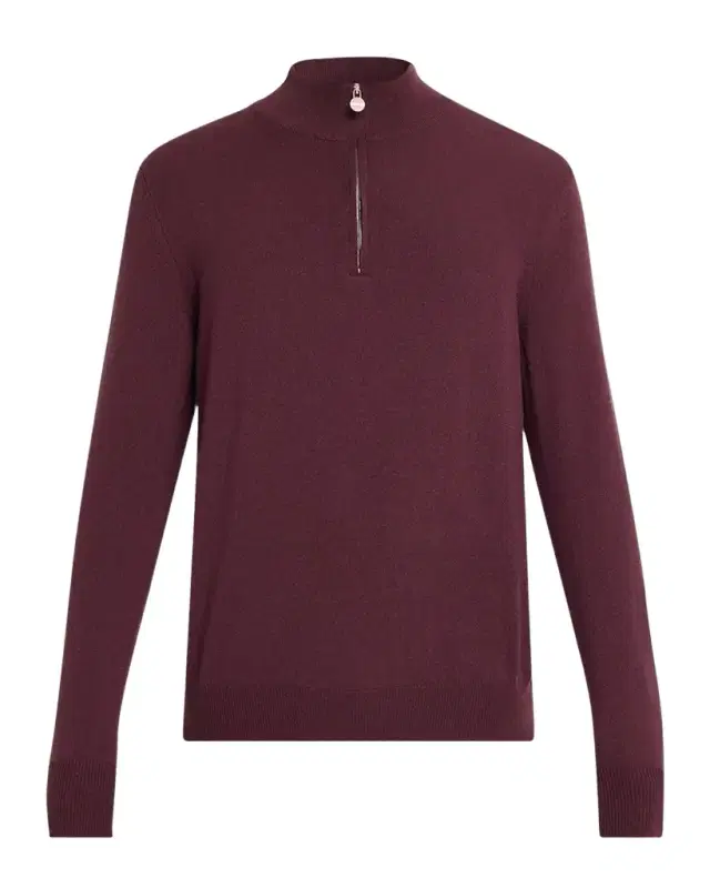 Kiton Men 's 12gg Cashmere Mock Neck Quarter-Zip weater