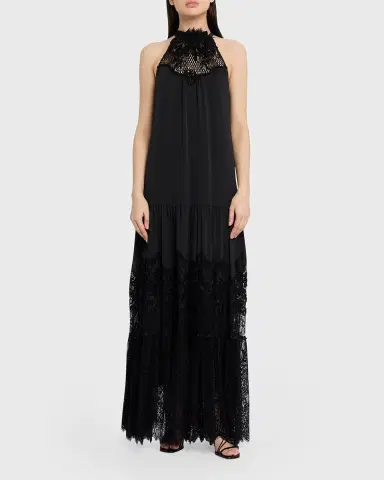 Kobi Halperin Hallee Lace-Inset Halter Maxi Dress | Thumbnail 2