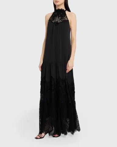 Kobi Halperin Hallee Lace-Inset Halter Maxi Dress | Thumbnail 4