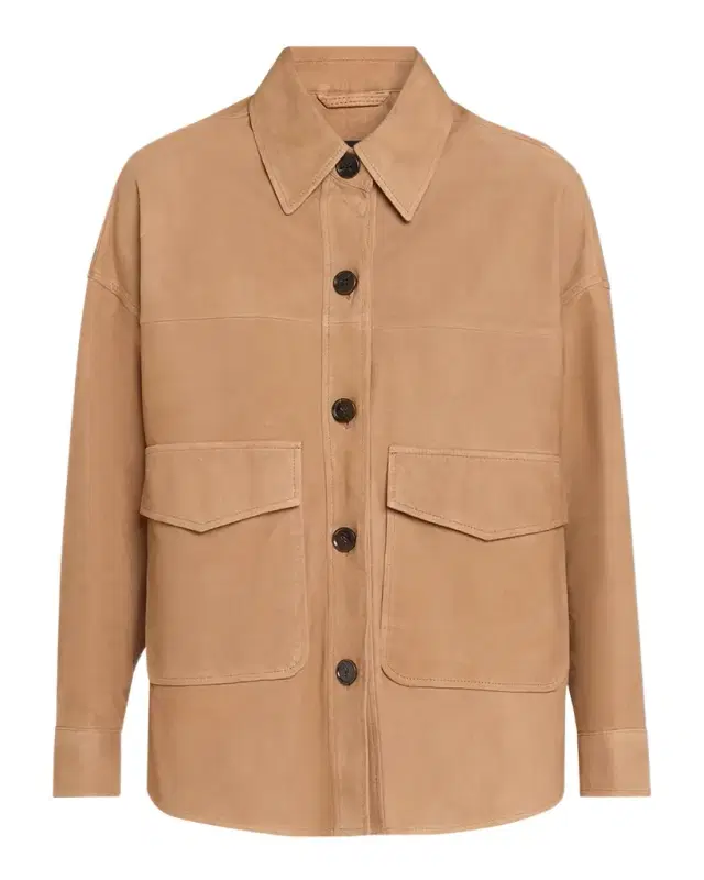 Kaylee Button-Down Lambskin Suede Jacket