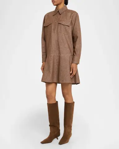 Brunello Cucinelli Shimmering Denim Mini Shirtdress | Thumbnail 4 Brunello Cucinelli Shimmering Denim Mini Shirtdress | Thumbnail 4