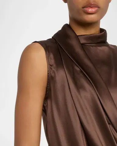 Brunello Cucinelli Silk Draped Sleeveless Blouse | Thumbnail 5 Brunello Cucinelli Silk Draped Sleeveless Blouse | Thumbnail 5